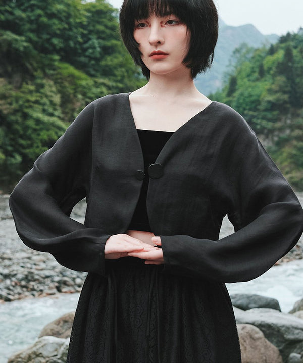 Sheer Volume Sleeve Cardigan